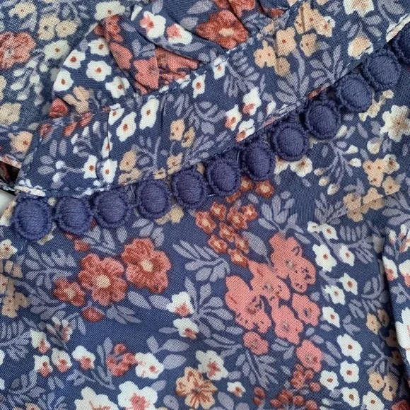 BLUE Floral Lace Collar Top Small - Picture 3 of 4
